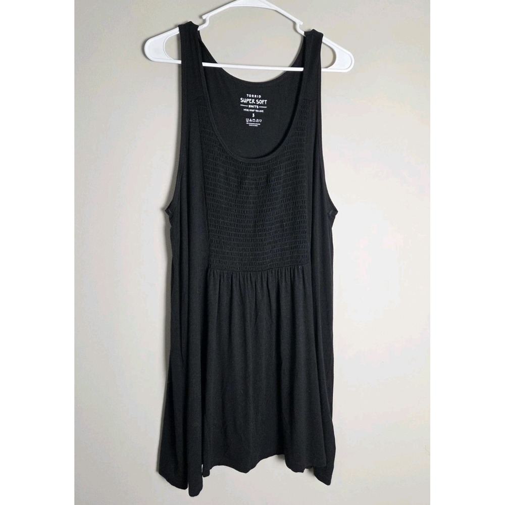 Torrid Super Soft Smocked Tank Top Plus Size 3X Black Sleeveless
